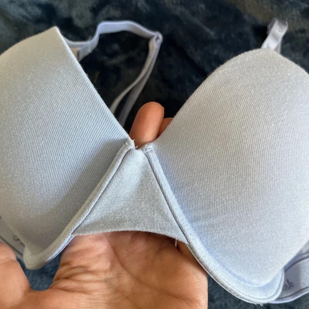 Victorias Secret Pink Wear Everywhere T Shirt Lightly Lined 36D Bra Light Blue - Picture 5 of 7